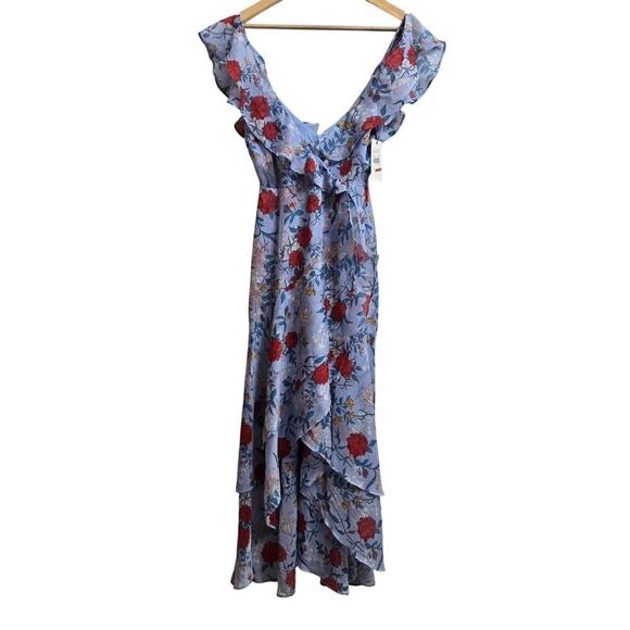 NWT Bardot Womens Floral High-Low Cold Shoulder Wrap Dress 4 Boho Cottagecore - Picture 3 of 12